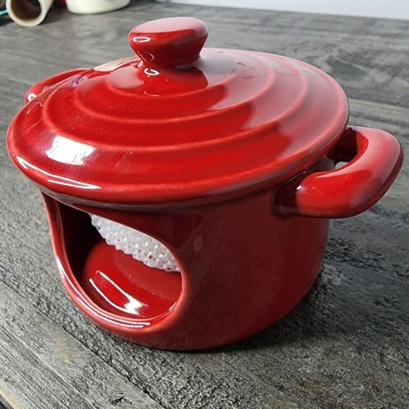 In the Kitchen Series Red Pot Scrubby Holder White Sponge - Picture 2 of 7